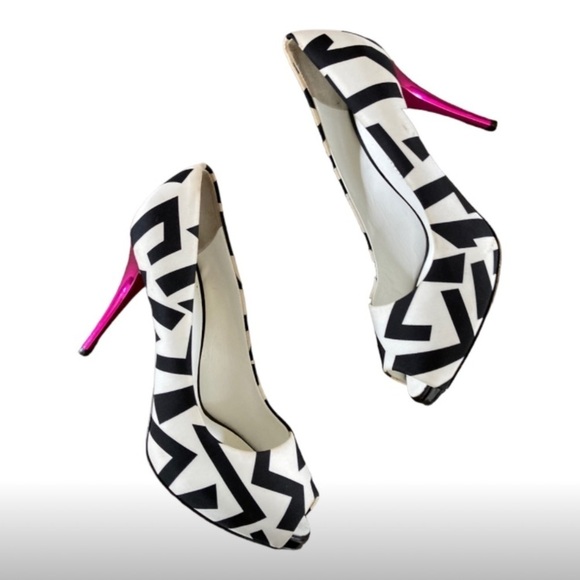 Giuseppe Zanotti Geometric 80s Inspired Retro Peep Toe Pumps Heels - Picture 2 of 10